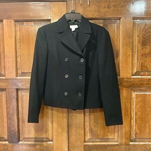 J. Crew Black Wool Double Breasted Peacoat Jacket Lined Size 4 READ Office